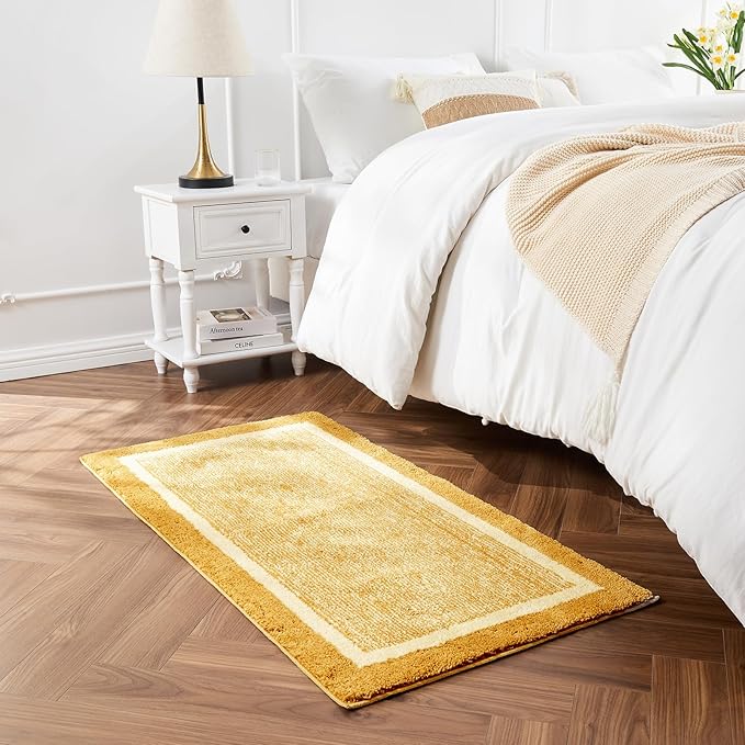 CozeCube Bath mats for Bathroom Non Slip, Fluffy Absorbent Microfiber Bath mat Washable, Aesthetic Bathroom Rugs, Cute Harvest Gold Bath mat, Harvest Gold, 32" x 20"