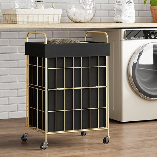 Laundry Hamper with Wheels, 90L Laundry Basket with Handle, Laundry Sorter with Removable Liner Bag