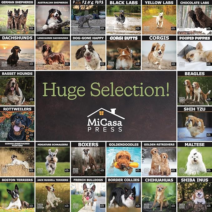 MICASA PRESS - Beagles 2025 Wall Calendar 12 Month | 12" x 24" Open | Thick & Sturdy Paper | Giftable | Dog Calendar 2025