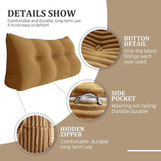 11 lbs Thickened Headboard Pillow Wedge Pillow Headboard Reading Pillow Bed for Comfortable Backrest Reading Triangular Pillow with Side Pocket Backrest Pillows for Sitting in Bed Queen