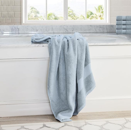 Delara Organic Cotton Luxuriously Plush Bath Towel Pack of 4 | GOTS & OEKO-TEX Certified | Premium Hotel Quality Towels | Feather Touch Technology|650 GSM Long Staple|Soft, Quick Dry & Ultra-Absorbent