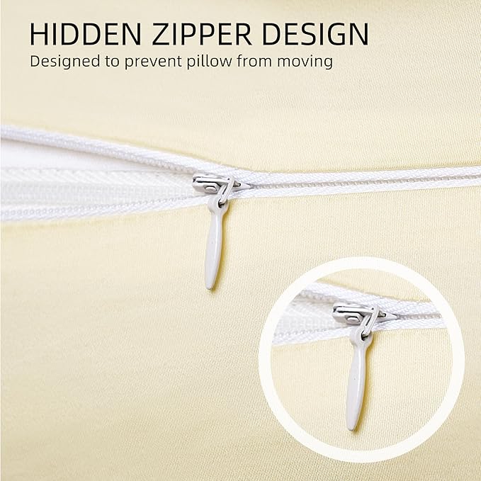 Cotton Pillow Protectors/Cases King Size with Zipper 2 Pack Ivory Color,Cooling & Breathable Bed Pillow Protectors Set of 2 Pillow Cases Cover (King Size 20" x 40")