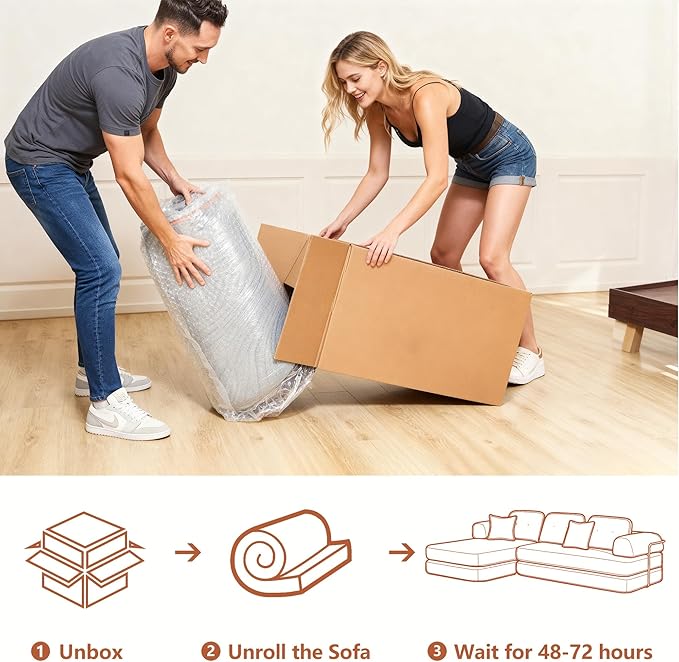 104" Oversized Convertible Sleeper Sofa Bed, Chenille L Shape Sectional Couch, Folding Sofa Bed with Fixed-Shape Frame, Modern Cloud Floor Mattress Couch, Modular Sofa for Living Room, Light Grey