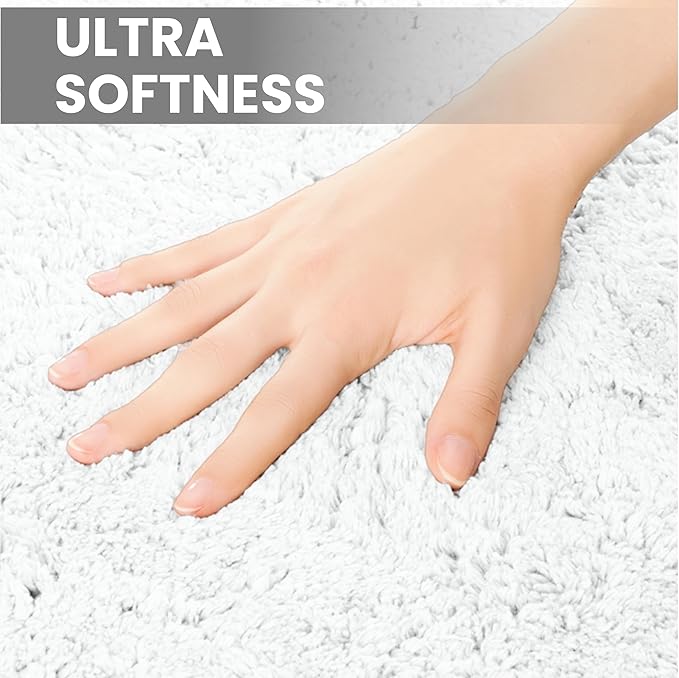voyzz home Set of 2, Cotton Bathroom Bath Mat Rug White, 20" x32 INCH, Extra Soft, Non-Slip, Super Water Absorbent and Machine Washable for Bathroom, Floor, Tub & Shower