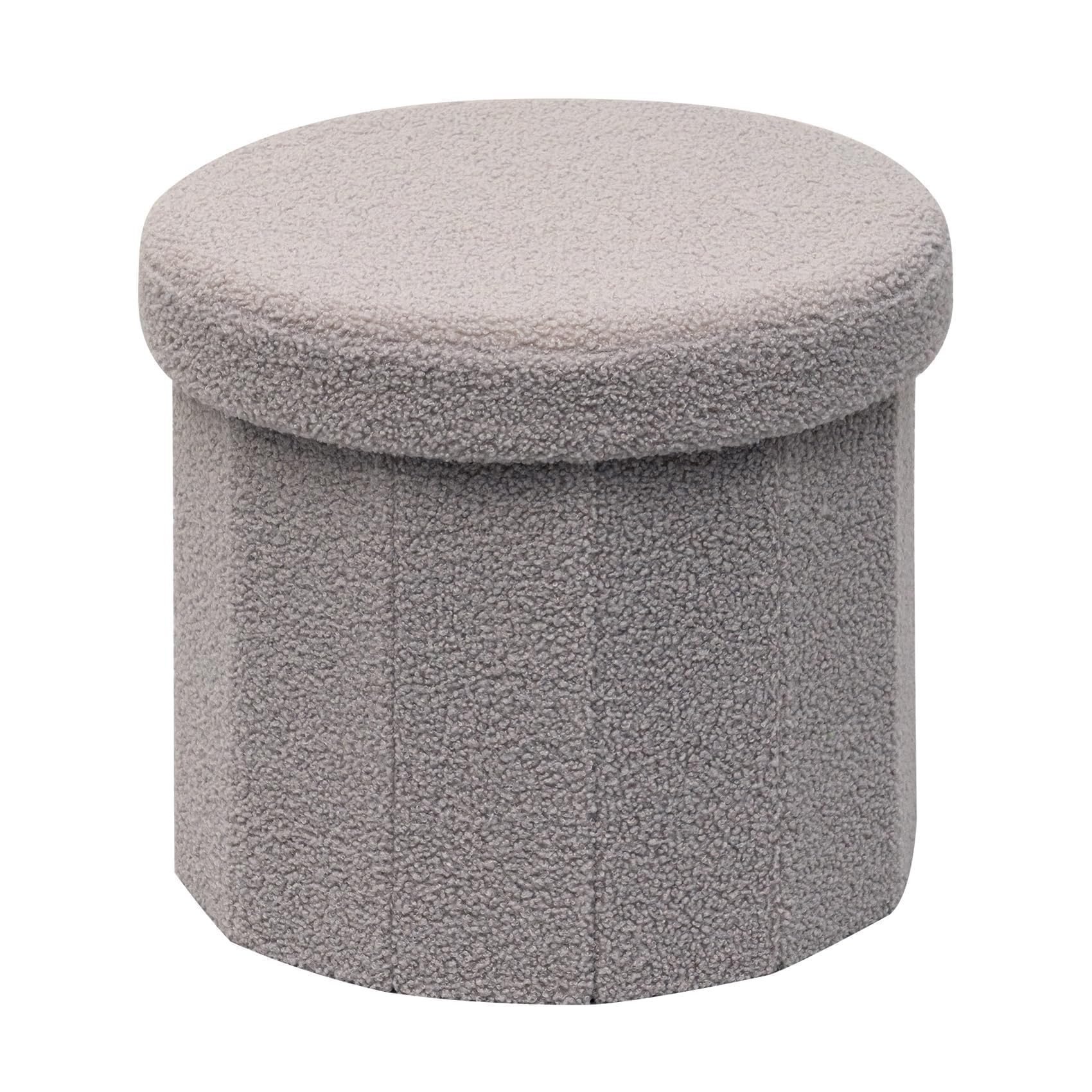 B FSOBEIIALEO Storage Ottoman Cube, Flowers Shaped Ottomans with Storage Foot Stool Footrest for Lving Room, Boucle Ottoman Seat for Dorm Room,Faux Teddy Fur,White 12.6"x12.6"x12.6" Dormly