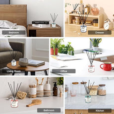 Reed Diffuser Set of 3 Pack,50ML Lemon Basil Ocean Rose Scented Oil Diffuser with 5 Sticks,Home Fragrance Reed Diffuser for Bedroom Bathroom Office (Lemon Basil/Ocean/Rose)