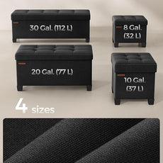 SONGMICS Storage Ottoman, Small Ottoman Foot Rest with Legs, 15 x 15 x 15.7 Inches Foot Stool, Load up to 660 lb, for Living Room, Bedroom, Dorm, Ink Black ULSF014B01