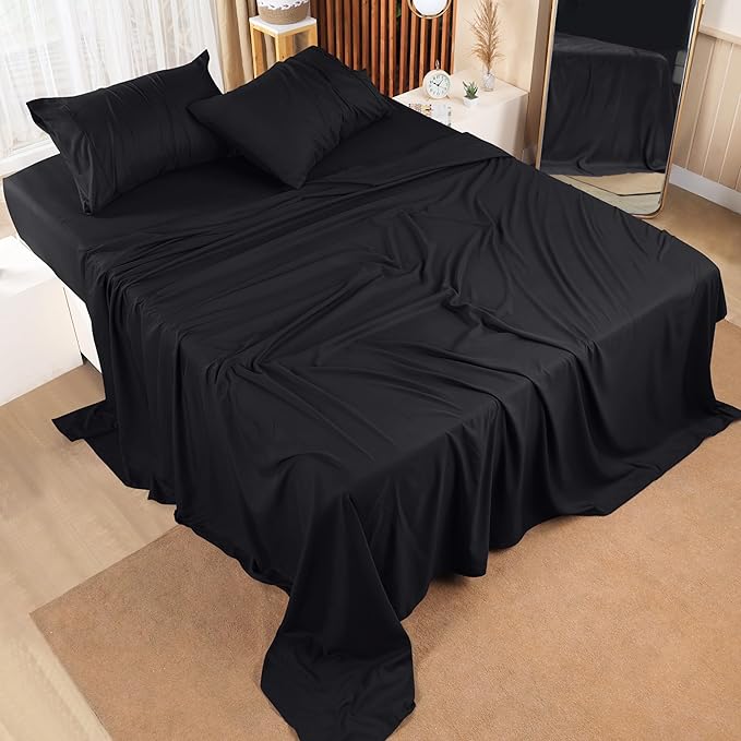 Utopia Bedding King Bed Sheets Set - Pack of 8 Sheet Sets - Perfect for Spa, Hotel, & Guest Bedroom - Brushed Microfiber - Shrinkage and Fade Resistant - Easy Care (Black)