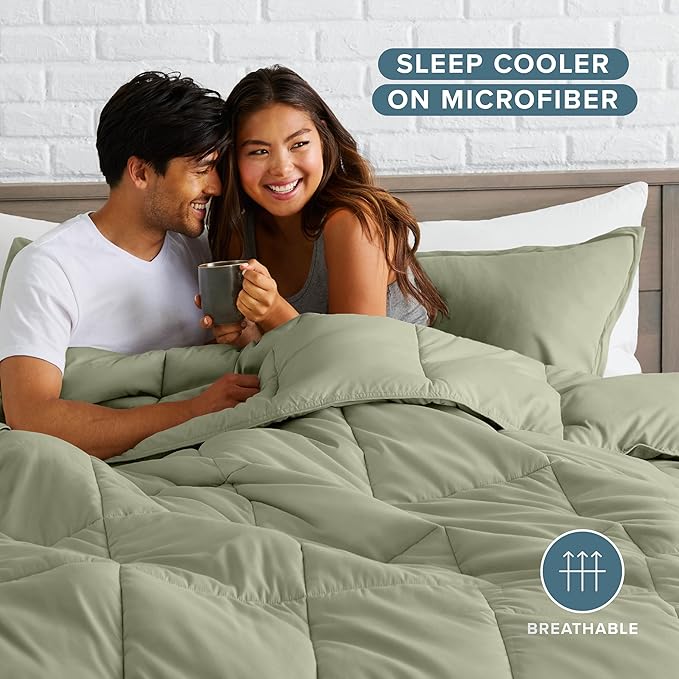 Bare Home Comforter Set - Oversized King Size - Ultra-Soft - Goose Down Alternative - Premium 1800 Series - All Season Warmth (Oversized King, Sage)