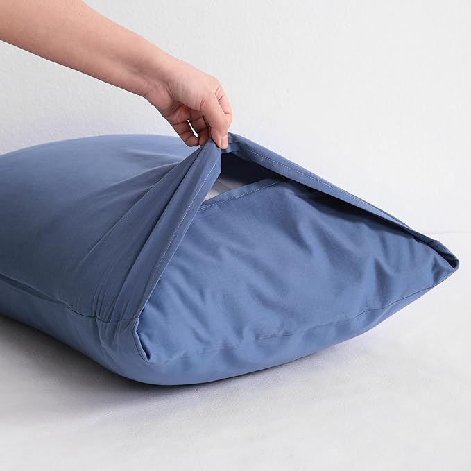 NTBAY Standard Cotton Pillowcases - Envelope Closure 20x26 Pillowcases Set of 2, Breathable and Soft Bed Pillow Cases, Denim Blue