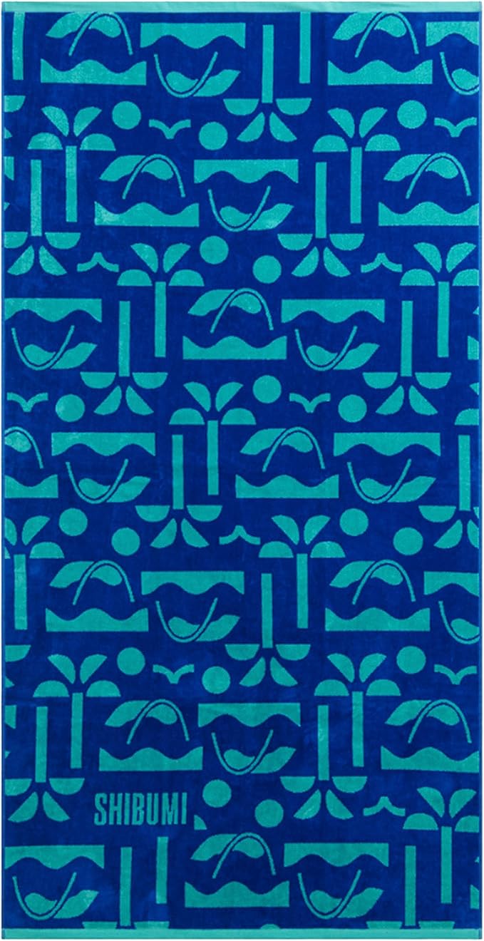Shibumi Luxe Towel, Relax on Repeat, 35"" x 68"", Oversized and Lightweight Beach Towel, Extra Soft Velour Front and Absorbent Terry Back, 100% Cotton & Machine Washable