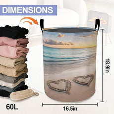 Laundry Basket-Starfish On A Beach Sand Foldable Waterproof Oxford Cloth Funny Tote Bag Laundry Hamper Clothes Storage Bucket Organizer For Bathroom/Laundry Storage/Bedroom Storage Basket