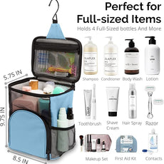 College Dorm Room Essentials for Girls - Shower Caddy Dorm - Original, Portable, Durable, Roomy, Foldable Water Resistant Shower Bag in Light Pink with Metal Hook for Hanging (Light Blue)