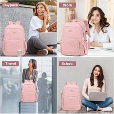 Laptop Backpack for Women Bookbag: 15.6 inch Work School Backpacks with Pouch Pocket for Large Capacity Cup & USB Charger College Book Bag Travel Business Nurse Teacher Bookbags Anti-theft Back Pack