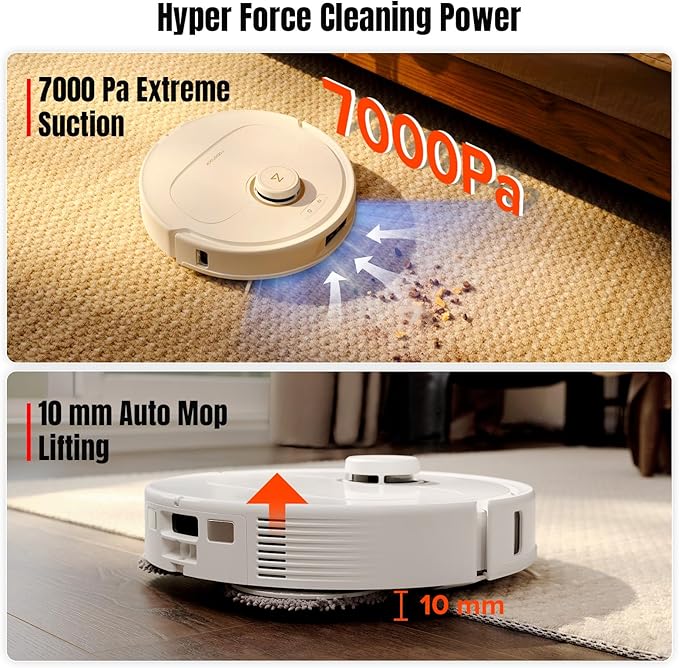 roborock Qrevo MaxV Robot Vacuum and Mop, FlexiArm Design, Hot Water Re-Wash & Re-Mop, Auto-Drying, Self-Emptying, 7000Pa Suction, Built-in Voice Assistant, Auto Mop Lifting(Renewed)