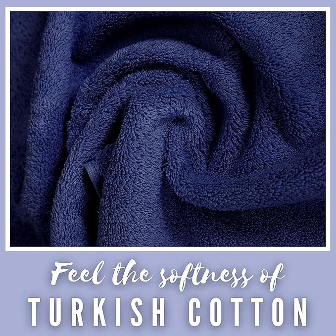 Personalized Towels, Hotel & Spa Quality, Super Soft, Highly Absorbent, 100% Turkish Genuine Cotton Monogrammed 2 Piece Bath Towel Set for Bathroom, Spa, Gym, Shower, Pool, College Dorm, Navy