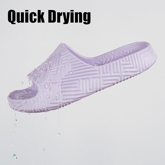 Weweya Slides for Women and Men - Bathroom Shower Shoes - Non Slip House Slippers - Lightweight Beach Sandals