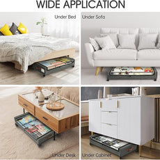 Yecaye Under Bed Storage with Wheels, 2Pack Under Bed Storage Containers, Underbed Shoe Storage Organizer, Rolling Under Bed Metal Drawers for Clothes, Blankets(30.71 x 16.93 x 6.69 in)