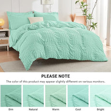 HYMOKEGE Mint Green Full Size Comforter Sets Seersucker 7 Pieces, All Season Luxury Bed in a Bag for Bedroom, Bedding Set with Comforter, Sheets, Pillowcases & Shams