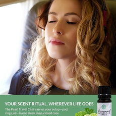 Essence Pearl Travel Case - Wearable Aromatherapy Kit with Nasal Diffuser Rings, Soaking Bay, and 5mL Essential Oil – Portable Wellness Gift Set for On?The?Go Self Care
