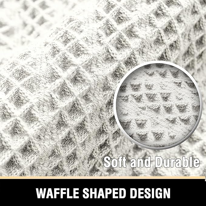 H.VERSAILTEX Waffle Bath Mat Super Absorbent Boho Bath Mat Non Slip Bath Rugs for Bathroom Floor Machine Washable Dry Fast Bathroom Rugs with Tassels (47 x 17 Plus 17 x 24 Inches, Ivory White)
