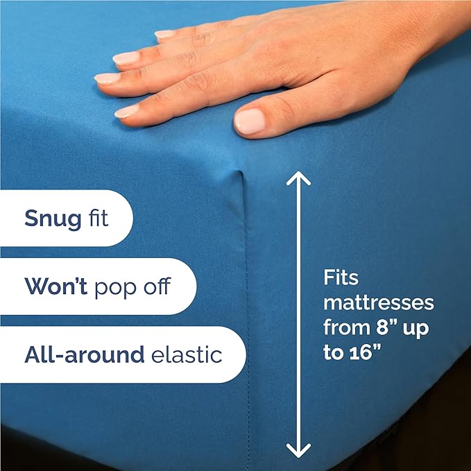 Twin XL 4 Piece Sheet Set - Cooling & Breathable Bed Sheets - Hotel Luxury Bed Sheets for Women, Men, Kids & Teens - Deep Pocket Bedding w/Easy Fit - Soft & Wrinkle Free - Twin XL Denim Blue Sheets