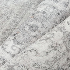 Gray Area Rug 8x10 for Living Room Washable Vintage Carpet Low Pile Non Slip Distressed Soft Traditional Retro Oriental Large Grey Accent Throw Rug Office Bedroom Dining Room Playroom