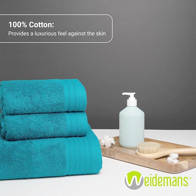 Premium 8 Pieces Towel Set Including 2 Bath Towels 30" x 56", 2 Hand Towels 18" x 30" and 4 Washcloths 13" x 13" - Color: Teal | Pure Cotton |Machine Washable high Absorbency