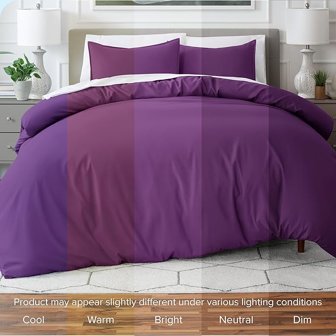 Bare Home Bedding Duvet Cover King Size - Premium 1800 Super Soft Collection - Lightweight, Cooling - Soft Breathable Bedding Duvet Cover (King, Plum)