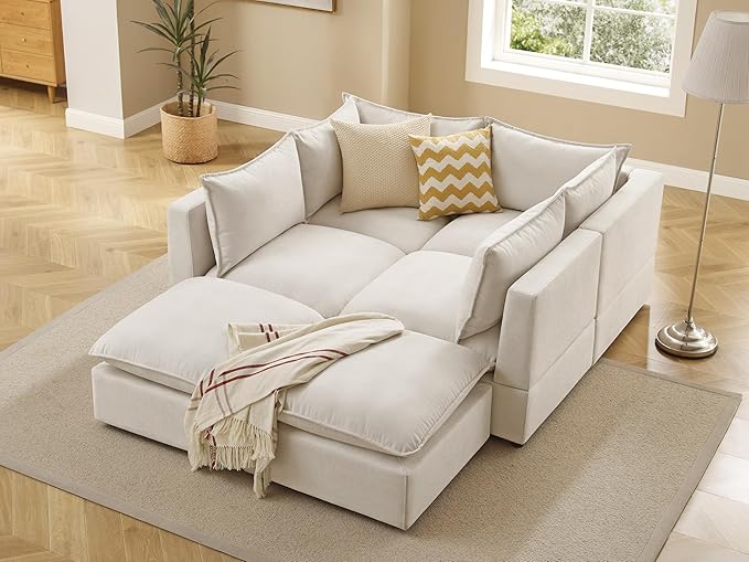 VANOMi Modular Sectional Sofa 6 Seater, Convertible Sectional Couch for Living Room with Rearrangeable Seats, U Shaped Sofa