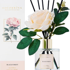 Cocorrina Reed Diffuser Set, Flower Reed Diffuser Black Forest 6.7 oz, Scented Diffuser with Sticks Home Fragrance Essential Oil for Bathroom Shelf Decor, Living Room, Large Room, 1pack