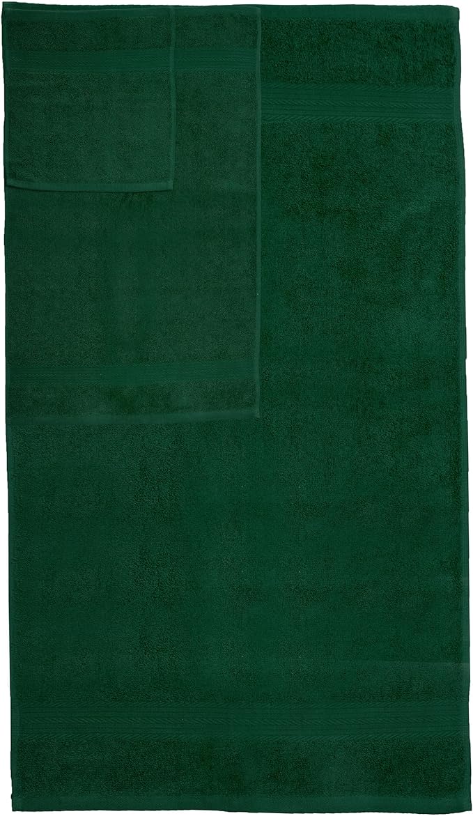 Ample Decor Bathroom Towel Set of 18-4 Hand Towel, 4 Bath Towel, 10 Wash Cloths 600 GSM 100% Cotton - High Absorbency Quick Drying, Ideal for Gifting - Christmas Green
