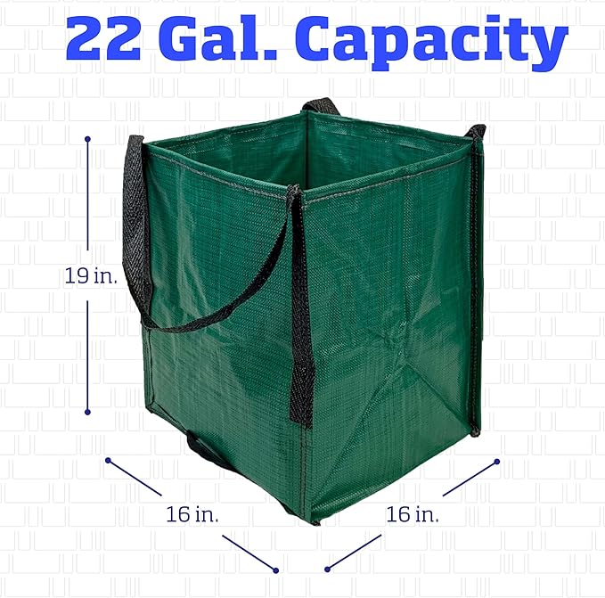 DURASACK Heavy Duty Storage Tote Bag 22-Gallon Rugged Woven Polypropylene Moving Bag, Reusable Self-Standing Design, Holds up to 500 Pounds, Pack of 4, Green
