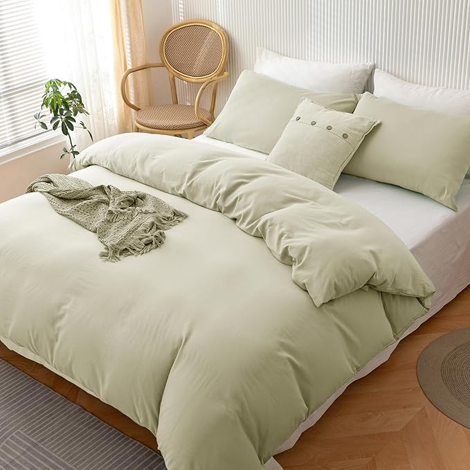 HeimenAogo Egyptian Cotton Duvet Cover Set California King, Ultra Soft and Breathable Comforter Cover with Zipper Closure, High Thread Count Long Staple Cotton Blanket Cover 3Pcs Mist, 104"×98"