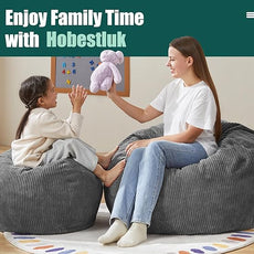 Hobestluk 3.5FT Bean Bag Chair Large Bean Bag with Filler Included Bean Bag Chairs for Adults Teardrop Bean Bag Chair with Removable Cover for Bedroom Living Room - (Large, Grey)