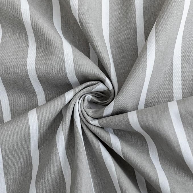 JELLYMONI Queen Duvet Cover Set, Cotton Duvet Cover 3 Pieces with Zipper Closure, 1 Duvet Cover and 2 Pillowcases(Gray with White Striped)