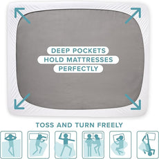 Bare Home Twin Quilted Fitted Mattress Pad - Cooling Mattress Cover - Easily Washable - Elastic Fitted Cover for Mattress - Stretch-to-Fit up to 15 Inches Deep (Twin, Dark Blue)