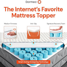 Dormeo Premium King Cooling Mattress Topper - 3-Zone OctaspringⓇ Technology for Optimal Back Support, Anti-Slip Bottom