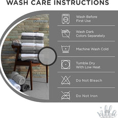 100% Cotton Bath Towel Set of 12-4 Bath Towels, 4 Hand Towels, 4 Wash Cloths, Sustainable, Soft, Highly Absorbent, Combed Cotton 12 Piece Set for Hotels, Spa, Bathroom, Dorm, Grey