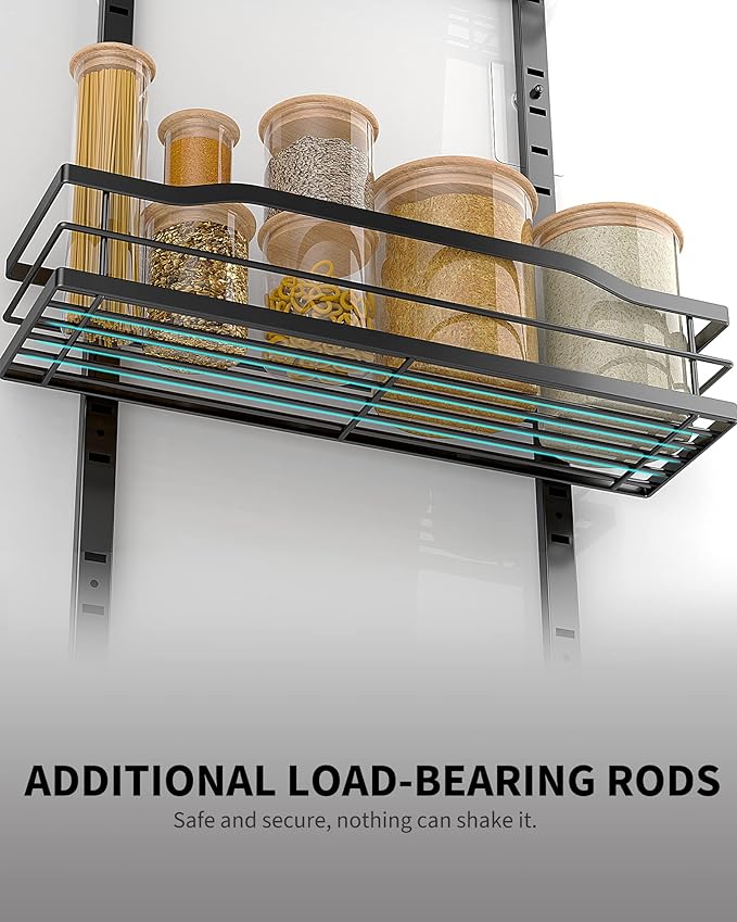 Moforoco 9-Tier Over The Door Pantry Organizer, Pantry Organization and Storage, Black Hanging Basket Wall Spice Rack Seasoning Shelves, Home & Kitchen Bedroom Bathroom House Essentials