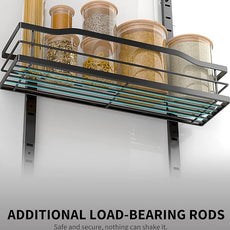 Moforoco 6-Tier Over The Door Pantry Organizer, Pantry Organization and Storage, Black Hanging Basket Cabinet Door Wall Spice Rack Shelves, Home & Kitchen Laundry Room Bathroom Essentials accessories