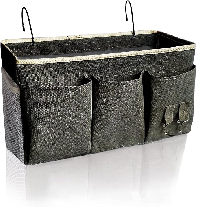 Bedside Caddy, Bedside Hanging Storage Organizer forBunk and Hospital Beds,College Dorm Bed，Can be Placed Glasses Books Mobile Phones (Black1)