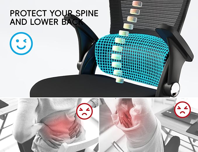 TRALT Office Chair - Ergonomic Office Chair with Back Support, Computer Chair - Home Office Desk Chair, 330 lbs Wide Seat Big and Tall Office Chairs with Headrest, Comfy Desk Chairs (Black)
