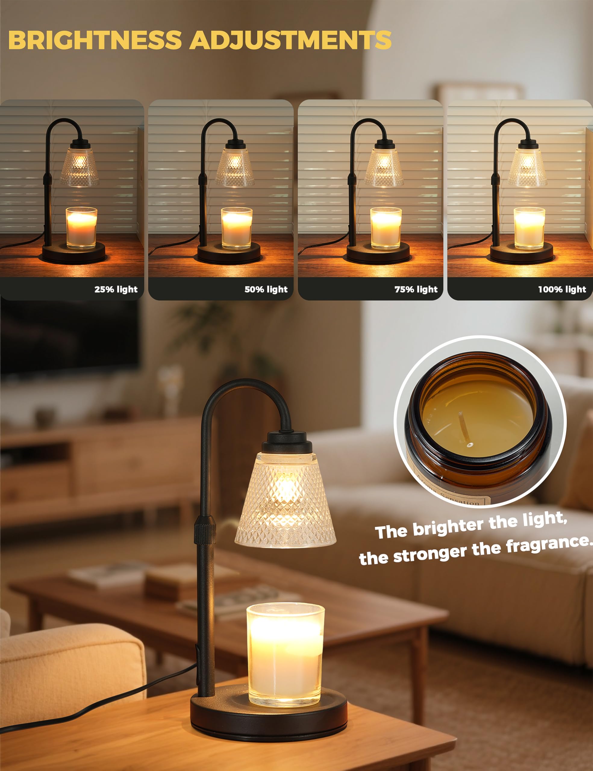Candle Warmer Lamp with Timer Dimmer, Birthday Gifts for Mom Women Friend Sister, House Warming Gifts, Wax Melt Warmer, Office Apartment Dorm Room Home Decor Dormly