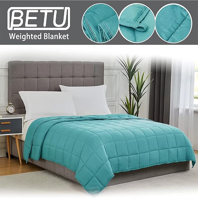 Teal Weighted Blanket for Adults 12lbs, 60"x80", Queen Size Cooling Heavy Throw Blanket for 110-130lbs, Microfiber Soft Thick Big Blankets Weighted Comforter Breathable Gift for Sleeping