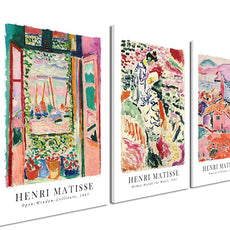 Wieco Art 3 Piece Henri Mattise Canvas Wall Art Abstract Colorful Matisse Posters Canvas Prints for Wall and Home Office Decorations
