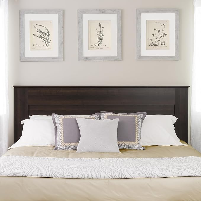 Prepac Stylish Flat Wood Panel Headboard for King Size Beds, Simplistic Wooden King Headboard 2.25" D x 81" W x 48" H, Espresso, EHFK-1301-1