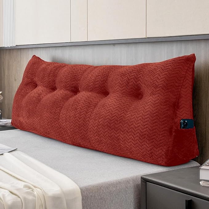 Large Bolster Triangular Headboard Wedge Backrest Positioning Support Bed Rest Reading Pillows Headboard Wedge Pillows for Day Bed with Removable Cover