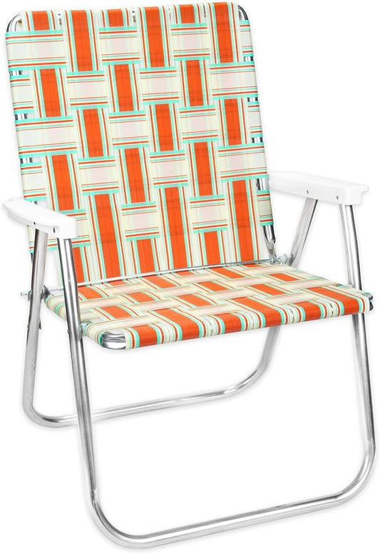 Lawn Chair USA Folding Aluminum Outdoor Patio Lawn Chair | Heavy-Duty Webbed Chairs for Camping, Sports, Beach, Yard & Tailgating | Lightweight Portable | Magnum - Surfside