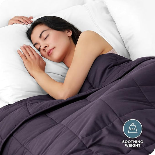 Bare Home Weighted Blanket Queen Size 20lb (60" x 80") for Adults - All-Natural 100% Cotton - Premium Heavy Blanket Nontoxic Glass Beads (Eggplant, 60"x80")